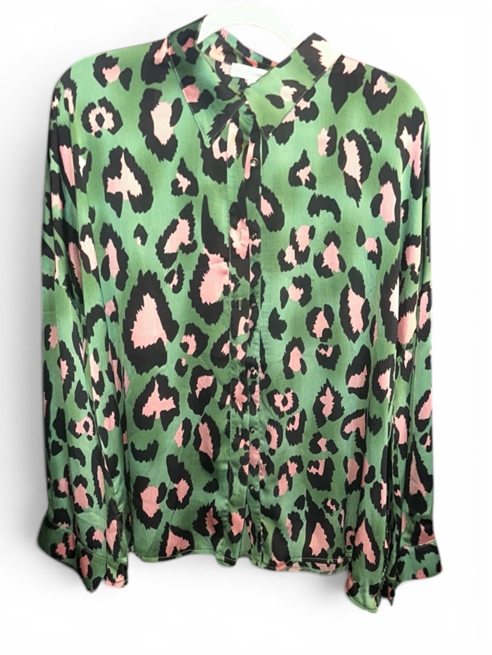 Lg I Love Black and Green Patterned Blouse